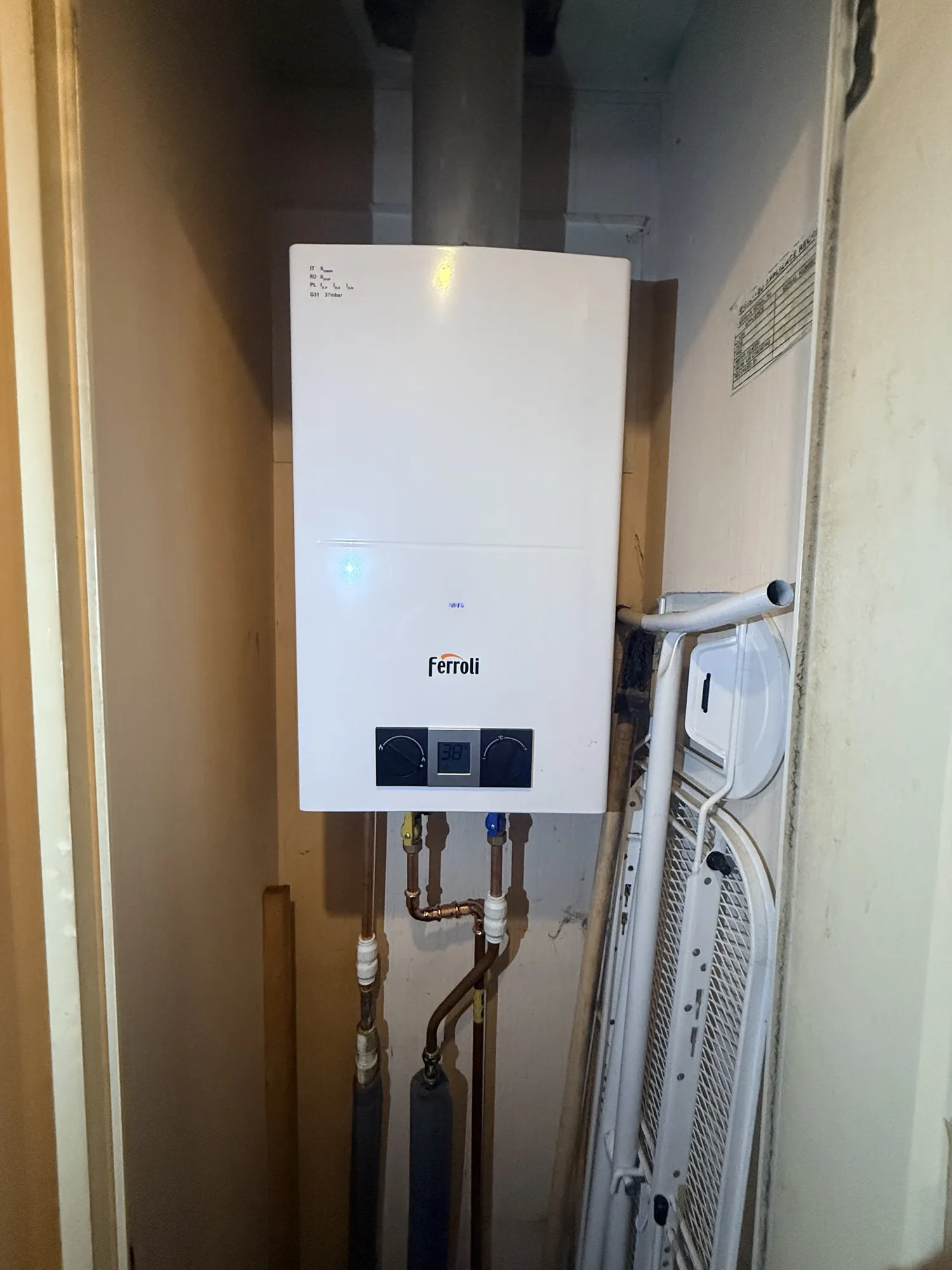 Ferroli LPG combi boiler with copper pipework